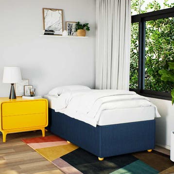 vidaXL Bedframe zonder matras 90x190 cm stof blauw, Verzenden