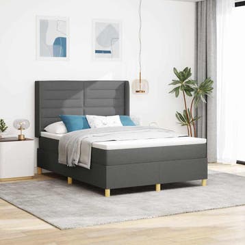 vidaXL Boxspring bed met matras Donkergrijs 140 x 200 cm, Verzenden, Nieuw