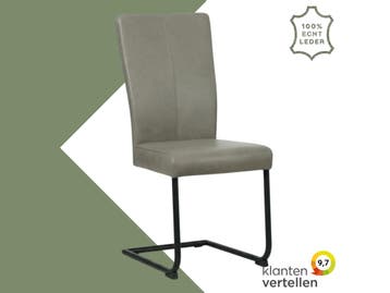 Leren eetkamerstoel Dry - Granada Steel (grijs) - Sledepoot, Nieuw, Leer, Ophalen of Verzenden, Eén