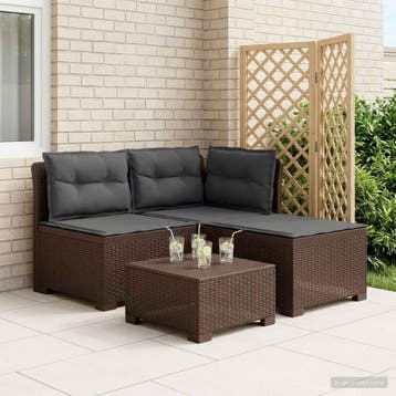 vidaXL 3-Zits Tu bank met Kussens Rattan Look 3-zits PP, Verzenden, Nieuw