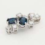 Hanger - 18 karaat Witgoud Diamant (Natuurlijk) - Saffier