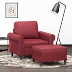 vidaXL Fauteuil met voetenbank 60 cm kunstleer wijnrood, Verzenden, Nieuw