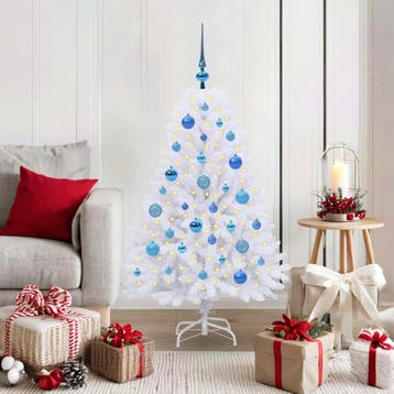 vidaXL Kunstmatige Hinged Kerstboom Wit 120 cm PVC en Staal, Verzenden