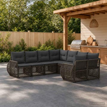 vidaXL Tuinbank Set 8 st 8-Aantal zitplaatsen Grijs poly, Verzenden, Nieuw
