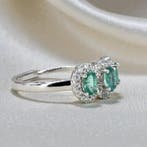 Sans prix de réserve - Bague Plaqué or Émeraude - Topaze -