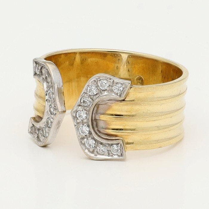 Bague - 14 carats Or jaune, Or blanc Diamant (Naturelle), Handtassen en Accessoires, Ringen