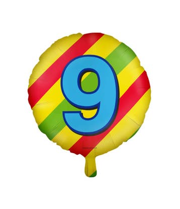 Helium Ballon 9 Jaar Gekleurd Eeg 46cm, Verzenden, Nieuw
