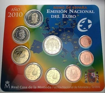 5,88euro,munten set 1 Cent-2 Euro 2010 Spanien Juan Carlos, Verzenden