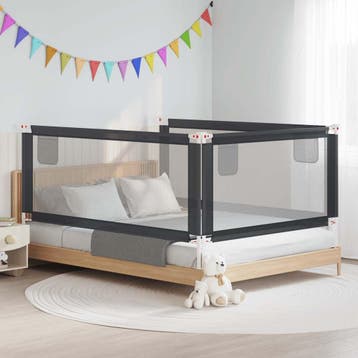 vidaXL Bedhekje peuter 200x25 cm stof donkergrijs, Verzenden, Nieuw