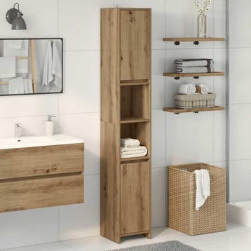 vidaXL Badkamerkast 30x30x183,5 cm bewerkt hout artisanaal, Huis en Inrichting, Badkamer | Badkamermeubels, Verzenden, Nieuw