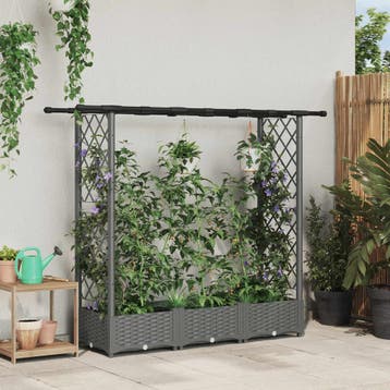 vidaXL Verhoogd Bed met Trellis en Dak Lichtgrijs 164 x 40 x, Verzenden, Nieuw