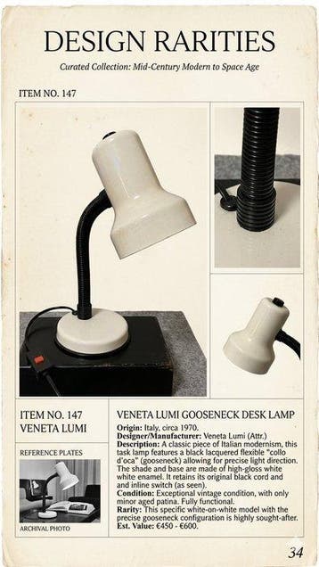 VENETA LUMI. 1970 - Tafellamp - Metaal - Vintage., Antiquités & Art