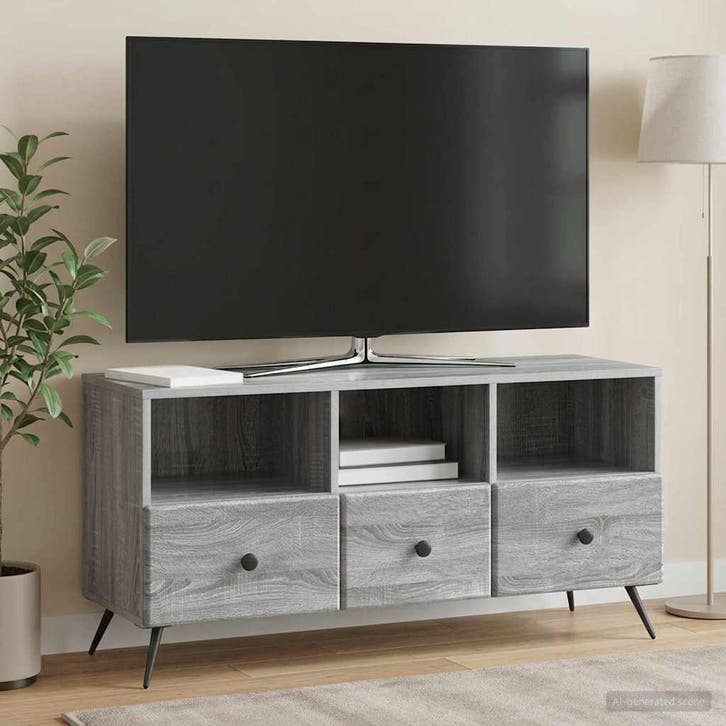 vidaXL TV Kast met lade Grijs sonoma 102 x 34,5 x 50 cm, Maison & Meubles, Armoires | Mobilier de télévision, Envoi