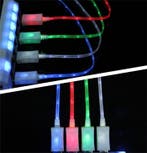 LED galaxy data kabel micro USB oplader laad + LED S20 S21 A, Telecommunicatie, Verzenden, Nieuw