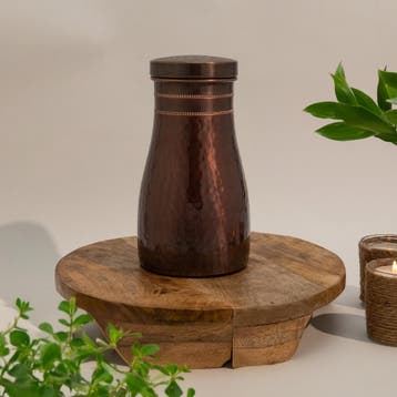 Puur koperen karaf gehamerd antique ± 950 ml – 315 gr, Sport en Fitness, Ophalen of Verzenden, Nieuw