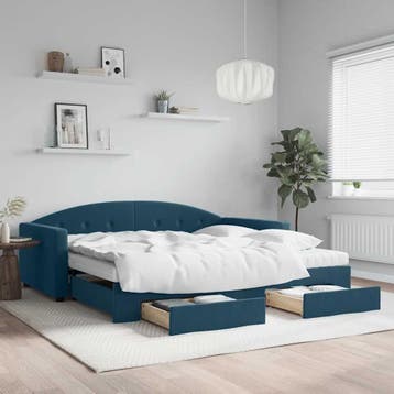 vidaXL Slaapbank met onderschuifbed en lades 100x200 cm, Verzenden, Nieuw