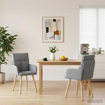 vidaXL Eetstoelen 2 st Stof Lichtgrijs 60 x 56 x 85 cm, Verzenden, Nieuw