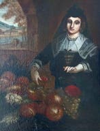 Nederlandse school (XVIII) - Portrait of a flemish Lady with, Antiek en Kunst, Kunst | Schilderijen | Klassiek