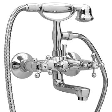 vidaXL Badkraan tweeknops en handdouche chroom, Doe-het-zelf en Bouw, Sanitair, Verzenden, Nieuw