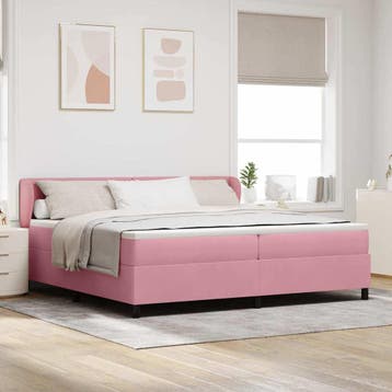 vidaXL Boxspring bed met hoofdeinde Roze 200 x 200 cm, Verzenden