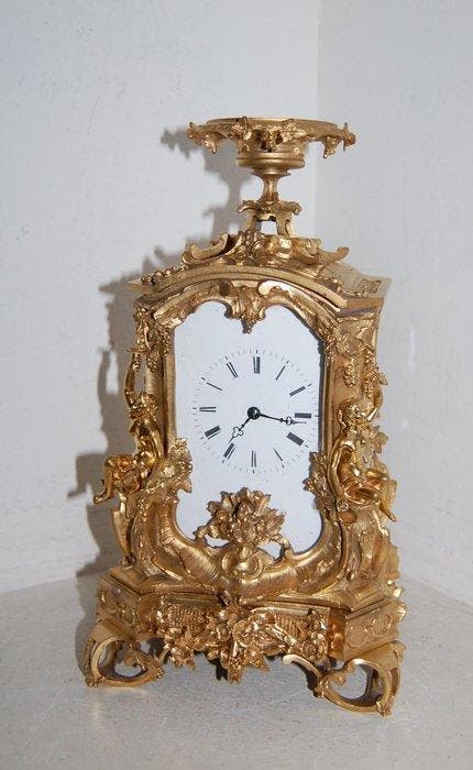 Reisklok Barok - Verguld brons - 1850-1900, Antiek en Kunst, Antiek | Klokken
