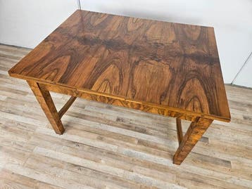 Eettafel - Uitklapbare tafel Art Deco in olijfhoutburl -