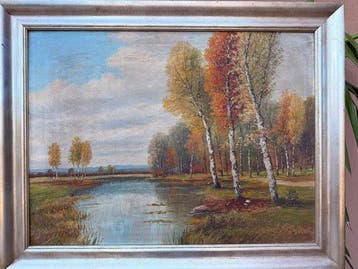 European School (XX), signed signed Bauer - Autumn Birches