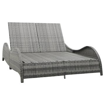 vidaXL Ligbed tweepersoons met kussen poly rattan antraciet, Verzenden, Nieuw