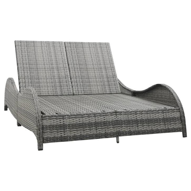 vidaXL Ligbed tweepersoons met kussen poly rattan antraciet, Jardin & Terrasse, Chaises longues, Envoi