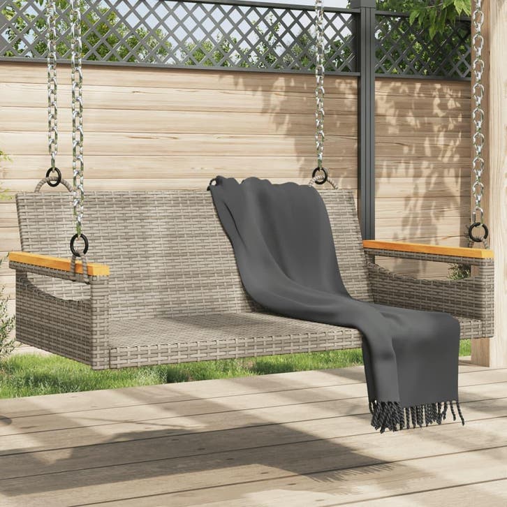 vidaXL Schommelbank 109x62x40 cm poly rattan grijs, Tuin en Terras, Tuinsets en Loungesets, Nieuw, Verzenden