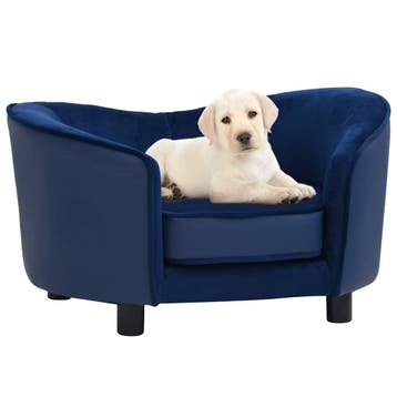 vidaXL Hondenbank 69x49x40 cm pluche en kunstleer blauw, Verzenden, Nieuw
