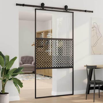vidaXL Glazen deur 102,5 x 2 x 205 cm Aluminium Zwart, Doe-het-zelf en Bouw, Verzenden, Nieuw