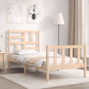 vidaXL Bedframe met hoofdbord massief hout, Verzenden, Nieuw