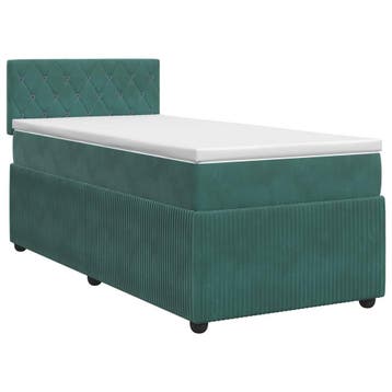 vidaXL Boxspringbed met matras Donkergroen 90 x 200 cm, Verzenden, Nieuw