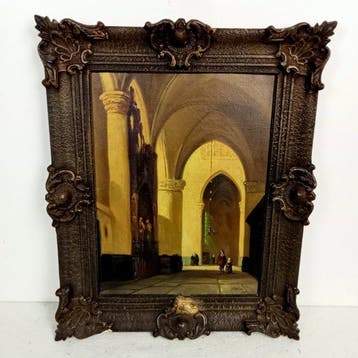 Hollandse School (XX) - Kerkinterieur, Antiquités & Art, Art | Peinture | Classique