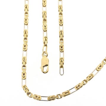 Bicolor gouden vierkante koningsschakel ketting | 45,5 cm, Handtassen en Accessoires, Kettingen, Ophalen of Verzenden, Gebruikt