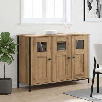 vidaXL Dressoir Artisanaal eiken 100 x 35 x 70 cm Bewerkt, Verzenden