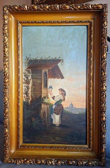 Scuola italiana (XIX), Firmato L. Marengo - La devozione