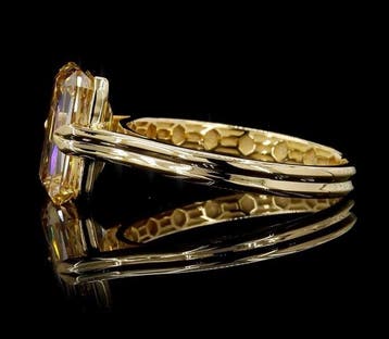 Ring - 14 karaat Geel goud - 4.03ct. tw. Geel Diamant (Fancy