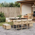 vidaXL 11-delige Tuinset met kussens poly rattan beige, Verzenden, Nieuw, Tuinset