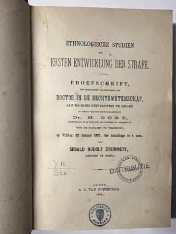 Sebald Rudolf Steinmetz - Criminologie en