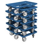 Dolly 60x40x15 blauw met 4 rubberen zwenkwielen nieuw Set, Ophalen of Verzenden