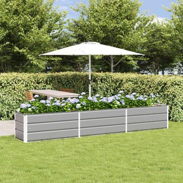 vidaXL Plantenbak Lichtgrijs 290 x 50 x 45 cm Gegevens staal, Tuin en Terras, Verzenden, Nieuw