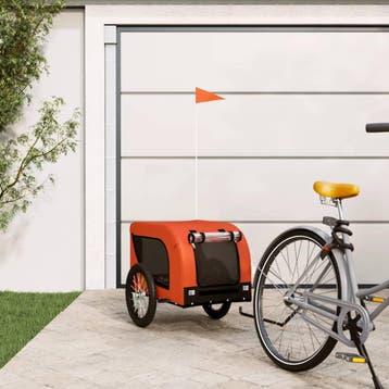 vidaXL Hondenfietstrailer oxford stof en ijzer oranje en, Verzenden