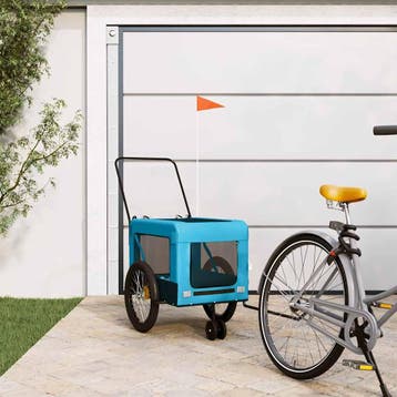 vidaXL Hondenfietstrailer oxford stof en ijzer blauw en, Verzenden, Nieuw