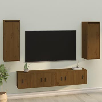 vidaXL Wandkasten 2 st 30x30x80 cm massief grenenhout, Verzenden, Nieuw