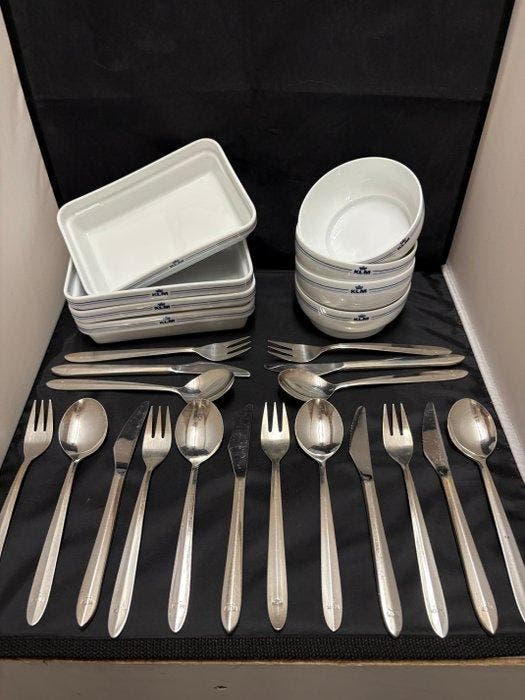 Eetservies - KLM Bordjes - Schaaltjes - Verzilverd bestek -, Antiquités & Art, Antiquités | Assiettes décoratives & Carrelages