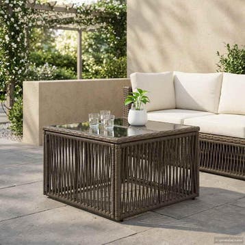 vidaXL Tuin Tafel Grijs en Zwart 55 x 55 x 37 cm PE Riet en, Tuin en Terras, Verzenden, Nieuw