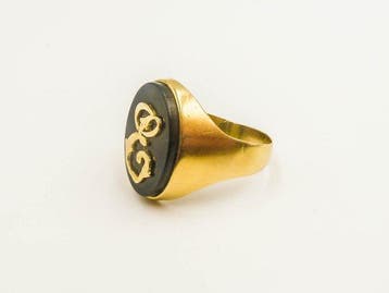 Ring - 18 karaat Geel goud - Onyx, Bijoux, Sacs & Beauté