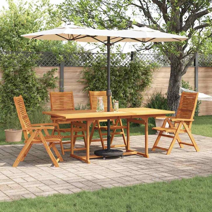 vidaXL Tuin Eettafel Set 5 pcs Bruin Massief Acacia Hout, Tuin en Terras, Tuinsets en Loungesets, Nieuw, Verzenden